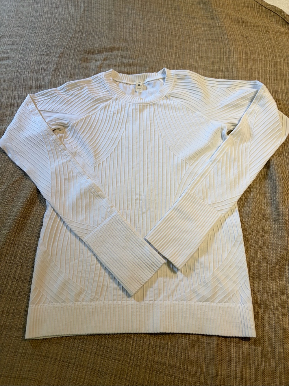 lululemon athletica Rest Less White Ribbed Crewneck Top.
